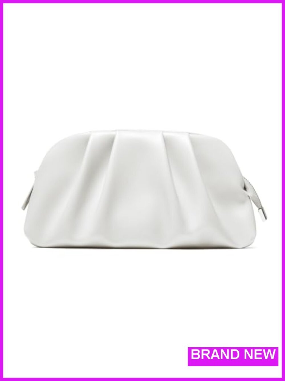 Vegan Leather Pleated Clutch with Detachable Chain Strap
